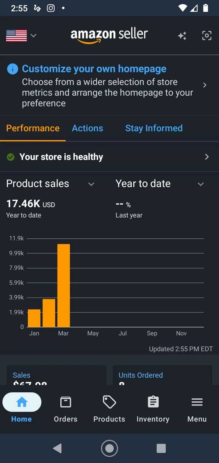 Captura de la app Amazon Seller compartida por un estudiante de Código Wholesale